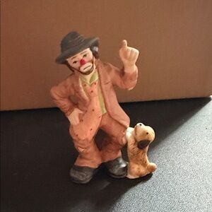 Charming Ceramic Clown Figurine with Dog